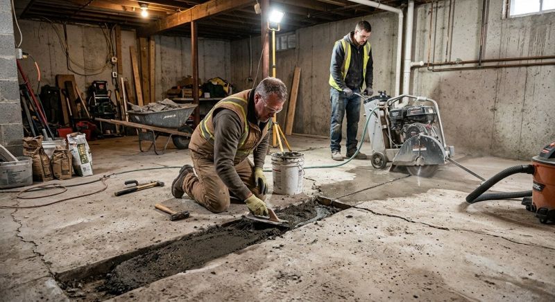 Cracked Basement Floor Repair in Detroit Lakes, MN