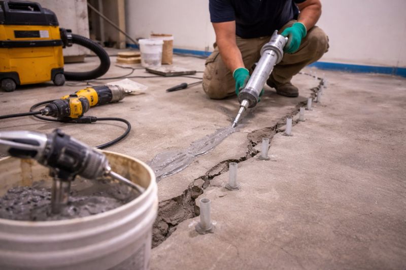 Cracked Basement Floor Repair in Detroit Lakes, MN