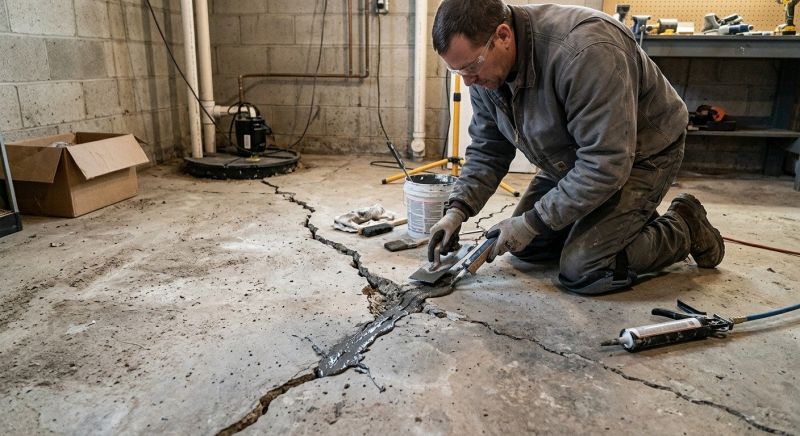 Cracked Basement Floor Repair in Detroit Lakes, MN