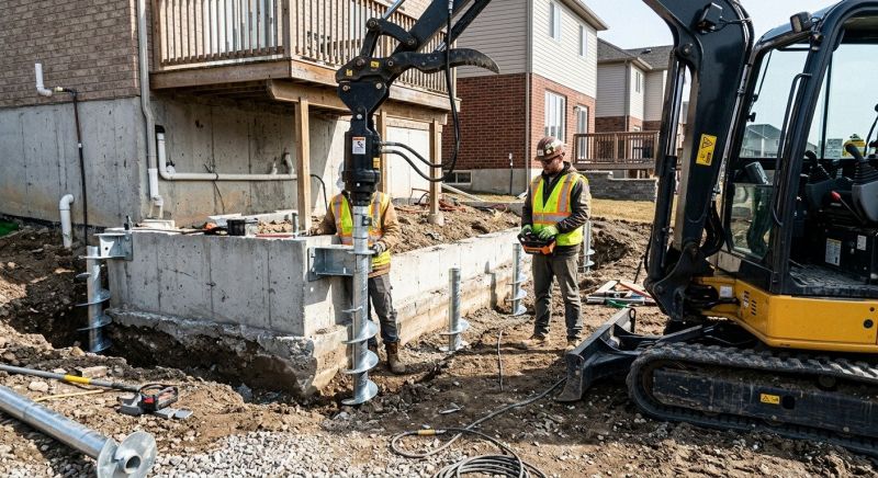 Helical Piers Installation in Detroit Lakes, MN